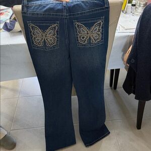 Rue21 Dark Blue  flare Leg Jeans with Butterfly Detail